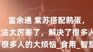 富余通 紫苏搭配鹅蛋，老一辈的做法太厉害了，解决了很多人的大烦恼_食用_智慧_组合